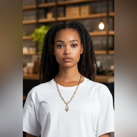 Gold Heart Lock Pendant Necklace - Picture 2 of 6